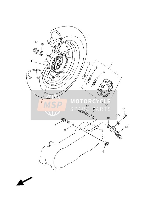 Yamaha NEOS 4 2018 Ruota posteriore per un 2018 Yamaha NEOS 4